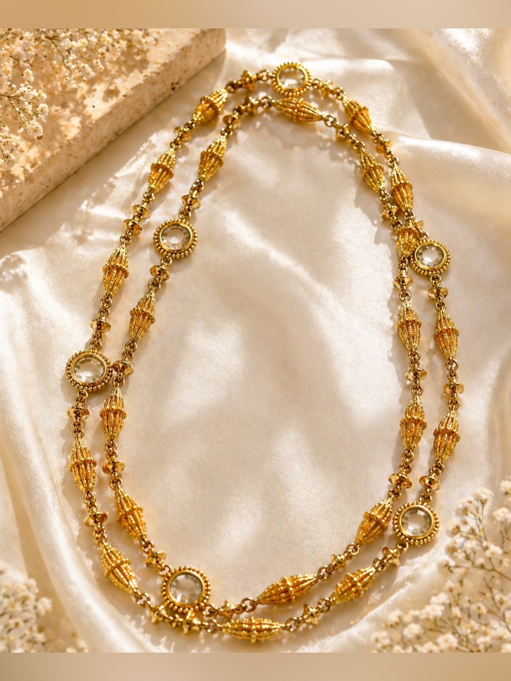 FREE Bundle Accent Piece w 2+ Items ✨ Vintage Gold Necklace Crystal Stations
